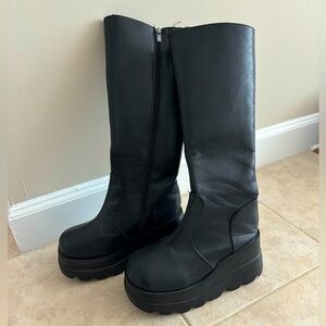 Platform knee high boots, Black, Size 7